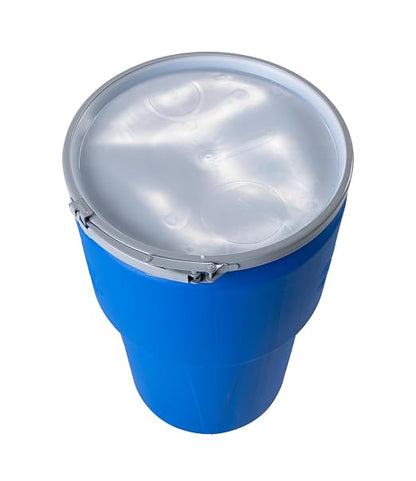 Eagle Plastic Drum, 14 Gallon Drum, DOT Compliant, Made in USA, Blue | High-Density-Polyethylene Construction, Open Head Lab Pack Drum, Metal Lever-Lock Lid, Hazardous Material Storage, Transport
