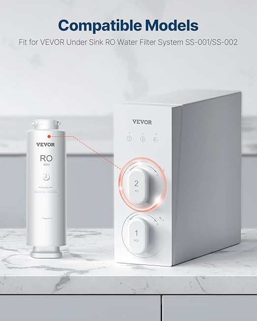 VEVOR Reverse Osmosis Filter, 9-Layers RO Water Filter Replacement, Compatible with SS-001 400GPD Under Sink Water Filter, 24 Months Reverse Osmosis Filter Cartridge, Reduces Lead, Chlorine, Rust