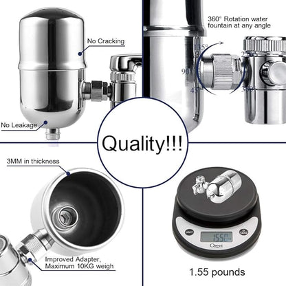 Faucet Water Filter Stainless-Steel Reduce Chlorine High Water Flow, Water Purifier with Ultra Adsorptive Material, Water Filters for Faucets-Fits Standard Faucets