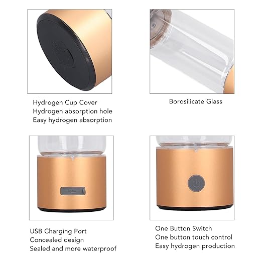 410ml Hydrogen Water Bottle with Nasal Inhalation Hose, 1200?1400PPB Portable Rechargeable Hydrogen Water Ionizer Machine, Hydrogen Rich Water Glass Health Cup for Home Travel