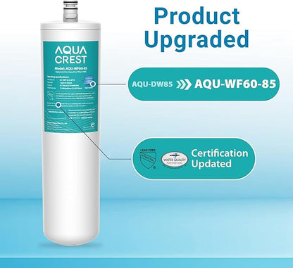AQUA CREST DW85 Under Sink Water Filter, Replacement for Aqua-Pure® AP-DW85, 5584408, AP-DWS700, Cuno CFS8112, CFS8812X-S, CFS8720, KOHLER K-201-NA, KOHLER K-202-NA, NSF 42 Certified, Model No.WF60-85