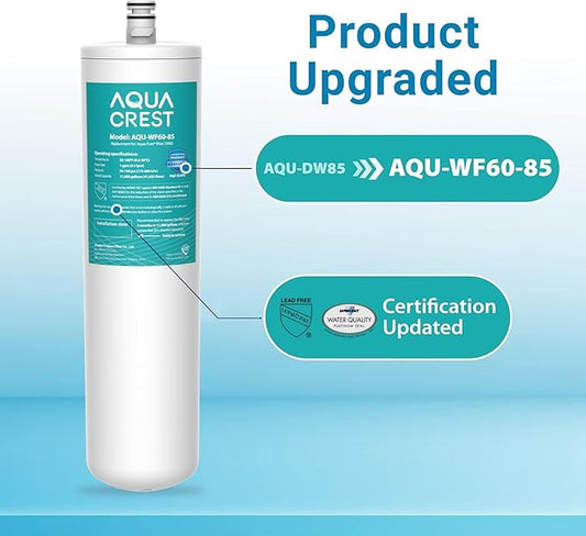 AQUA CREST DW85 Under Sink Water Filter, Replacement for Aqua-Pure® AP-DW85, 5584408, AP-DWS700, Cuno CFS8112, CFS8812X-S, CFS8720, KOHLER K-201-NA, KOHLER K-202-NA, NSF 42 Certified, Model No.WF60-85