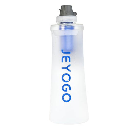 1L Collapsible Water Filter Bottle, 0.1 Micron Hollow Fiber Water Filter Bag, BPA-Free Filtration Bladder for Hiking, Backpacking, Camping, Cycling & Emergency Survival(Arctic White, 1L)