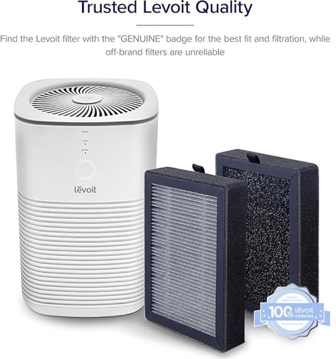 Levoit LV-H128 Air Purifier Genuine Replacement Filter, 2 Pack | AHAM VERIFIDE, Capture Dust, Smoke, Pollen, Activated Carbon, 3-Stage Filtration System, 2-Piece Set, LV-H128-RF