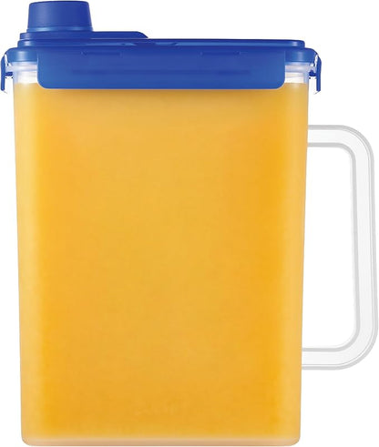 LocknLock Aqua Fridge Door Water Jug | Clear Pitcher | BPA Free Plastic Pitcher with Lid | 1 Gallon Pitcher with Lid for Water, Juice, Tea & More Beverages, Blue