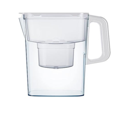 AQUAPHOR Water Filter Jug Compact White Including 1 Maxfor+ Filter I Plastic Carafe 2.4 Litre I Reduces Lime, Chlorine & Heavy Metals I Compact & Light Water Filter I Fits in the refrigerator door