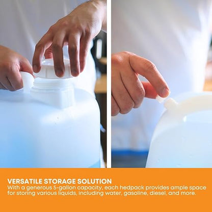 FastRack 5 Gallon Hedpak Water Jug with Screw Cap | 108-Pack (1 Pallet), BPA-Free Food-Grade HDPE, Leak-Proof White Container, – For Brewing, Fermentation, Water Storage & Commercial Use