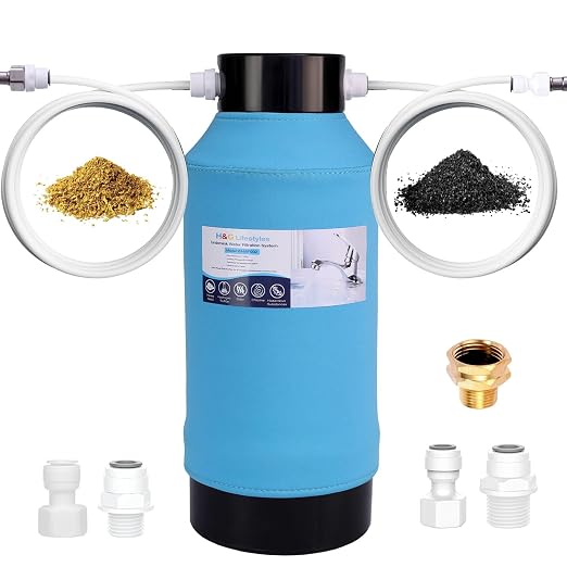 H&G Lifestyles Under Sink Water Filter System 300,000 Gallons | Reduces PFAS, PFOA/PFOS, Lead, Chlorine, Bad Taste & Odor,with NSF 42/53 KDF GAC,with 3/8" Quick Connection Easy Installation