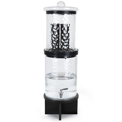 3 Gallon All Glass Gravity-Fed Water Purifier, Countertop Water Filtration System with Wooden Stand, for Home, Emergency & Outdoor Survival