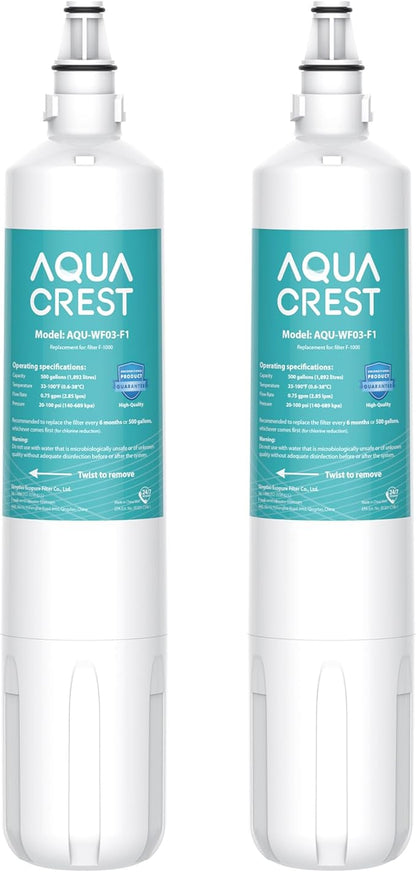 AQUA CREST F-1000 Water Filter, Replacement for InSinkErator® F-1000, F-2000, F-3000, AquaPure AP Easy C-Complete, 500 Gallons, NSF/ANSI 42, 2 Pack