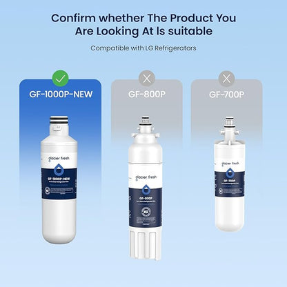 GLACIER FRESH LT1000PC Replacement Water Filter, Compatible with LT1000PC/PCS, LT1000PC, LT-1000PC Water Filter and LT120F ADQ73334008 Fresh Air Filter 4 Pack