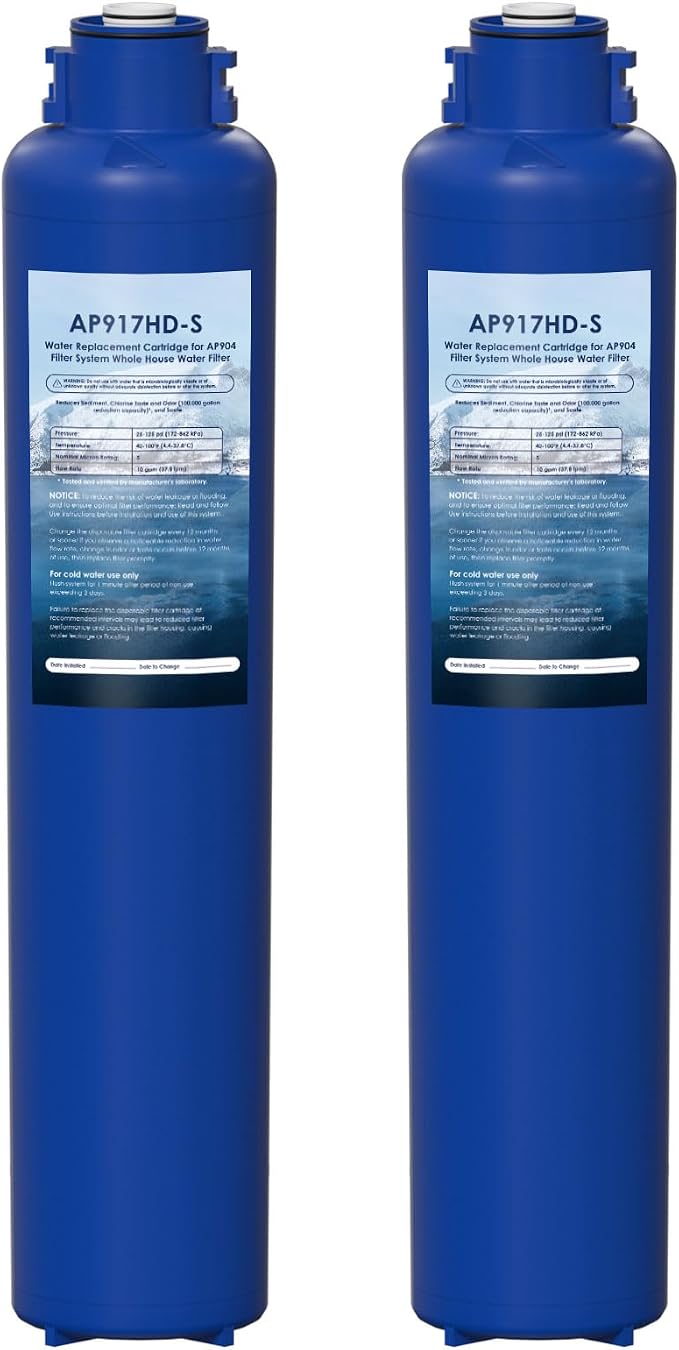 AP917HD-S AP904 Whole House Sanitary Quick Change Replacement Water Filter Compatible with 3M Aqua-Pure AP904 System, 100,000 Gallons 2 Pack