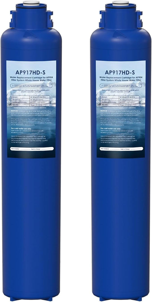 AP917HD-S AP904 Whole House Sanitary Quick Change Replacement Water Filter Compatible with 3M Aqua-Pure AP904 System, 100,000 Gallons 2 Pack