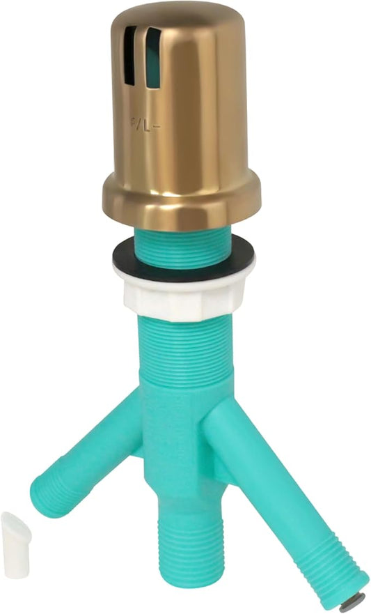 Dual Air Gap with Brushed Bronze Brass Cap for Dishwasher and Reverse Osmosis Filters (with tank) and Extra Long Thread (AG200-805, AG200-X05, AMERIGAP)