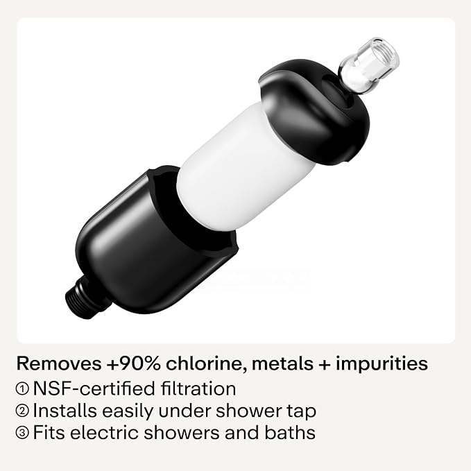 Hello Klean Hard Water Shower Filter in Chrome | Filters Chlorine & Heavy Metals | Softer Skin & Hair | Easy Installation