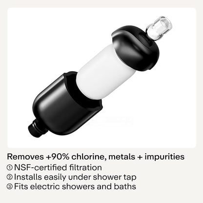 Hello Klean Hard Water Shower Filter in Beige | Filters Chlorine, Impurities & Heavy Metals | For Softer Skin & Hair | Easy Installation for In Line & Electric Showers