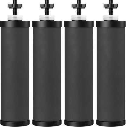 Water Filter Replacement Compatible with Ber-key ® BB9-2 Gravity System | High-Efficiency Coconut Shell Activated Carbon for 250+ Contaminants, 4 Pack Black Carbon Filters