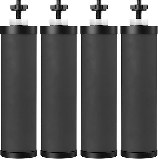 Water Filter Replacement Compatible with Ber-key ® BB9-2 Gravity System | High-Efficiency Coconut Shell Activated Carbon for 250+ Contaminants, 4 Pack Black Carbon Filters