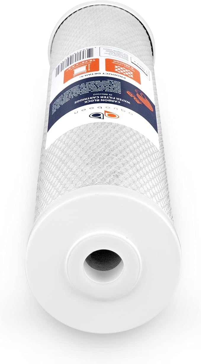 Aquaboon 4,5 x 20 inch Carbon Filter Cartridge - 5 Micron Coconut Shell CTO Big Blue Filter - Whole House Well Water Filtration - Matches DB20P, CTO20BB, Pentek FLOPLUS-20BB, 155312-43 (2 Pack)