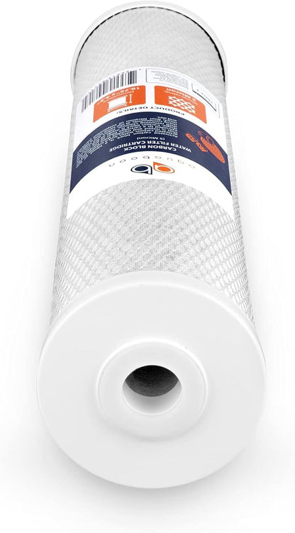 Aquaboon 4,5 x 20 inch Carbon Filter Cartridge - 5 Micron Coconut Shell CTO Big Blue Filter - Whole House Well Water Filtration - Matches DB20P, CTO20BB, Pentek FLOPLUS-20BB, 155312-43 (2 Pack)