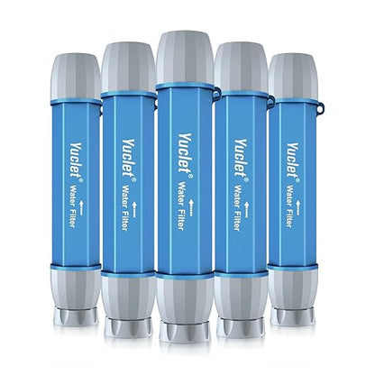 Yuclet 5 Pack Personal Water Filter Straw for Drinking Survival, 0.1-Micron Portable Water Purifier Straw Filters for Camping, Hiking, Travel, Backpacking & Emergency Preparedness