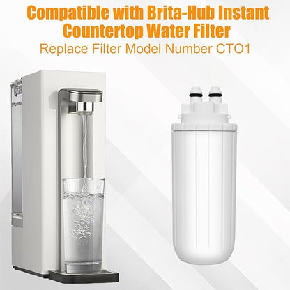 2 Pack Water Filter Replacement for Bri-ta Hub Instant Countertop Device, Drinking Water Replacement Filter Replace CTO1