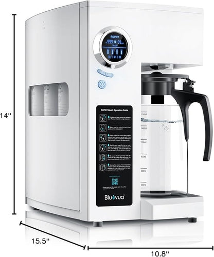 Bluevua RO100ROPOT Countertop Reverse Osmosis Water Filter System, Portable RO Filtration with Remineralization, No Installation, WQA Certified - ROPOT-UV, 6-Stage RO