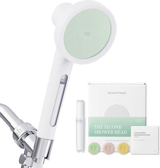 SecondShower Filtered Shower Head with Handheld for Hard Water - NSF Certified 99.9% Chlorine Removal, High Pressure, Korean Vitamin C Filter for Soft Skin & Hair (Forest Green)