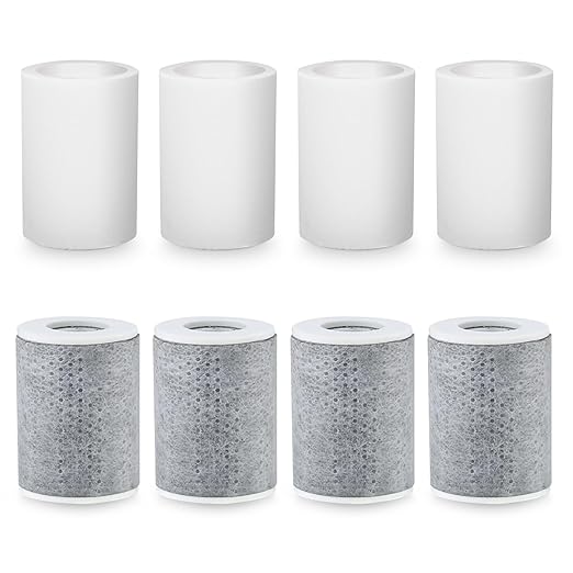 8 PCS Faucet Filter Cartridge Replacement for Kitchen & Bathroom Sink, 4 PP Cotton Fiber 4 Carbon Fiber for Faucet Extender Improve Water Conditions Removes Chlorine Fluoride Heavy Metal