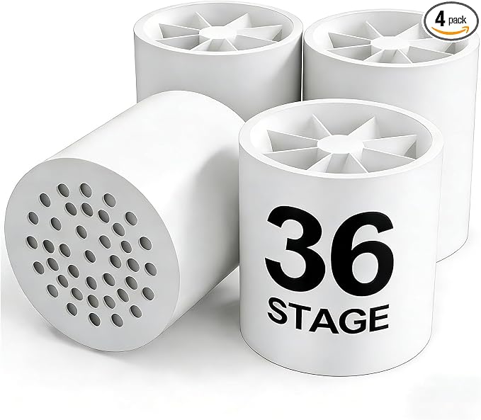 Shower Water Filter, 36-Stage High Output Filtered Shower Head, Shower Head Filter for Hard Water for Hard Water, Removes Chlorine, Fluoride (36 Stage Shower Filter Replacement White)