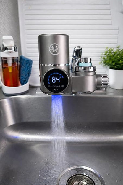 BMV Faucet Water Filter with LED Temperature Display, Multi-Stage Filtration, Improves Taste & Freshness, Easy Installation, Kitchen Tap Filter System
