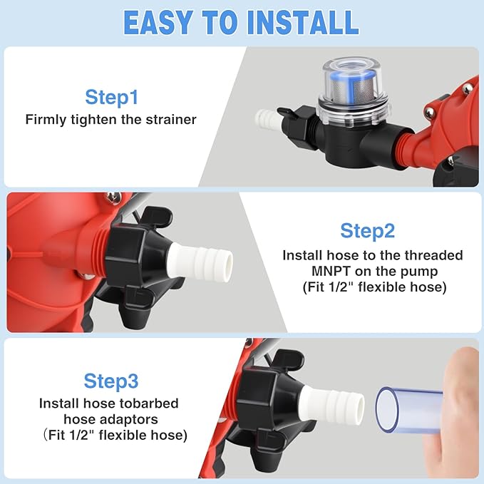 Nilight RV Water Pump 12v Camper Water Pump 7.0 GPM 70 PSI with Pressure Switch Strainer Heavy Duty Diaphragm Pump 12 Volt DC Upgrade Self-Priming Low Noice for RV Marine Yacht Caravan Camper Trailer