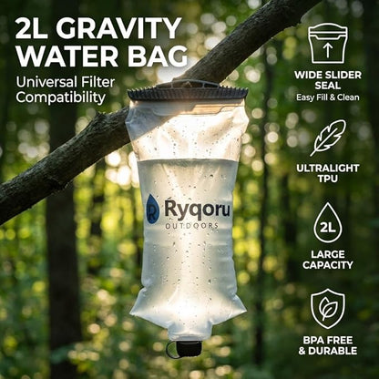 2L Collapsible Water Bag, 28mm Thread TPU Hydration Canteen Compatible with Sawyer Squeeze, BPA Free Leak‑Resistant Water Bladder for Camping and Hiking