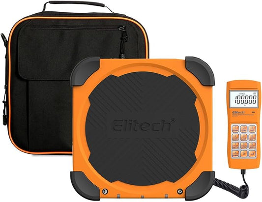 Elitech Refrigerant Scale 220 lb, Precision HVAC Charging Scale, LMC-200 | ±0.05% Accuracy, Digital Display, HVAC Refrigerant Charging, Aluminum Platform, Carrying Case Included