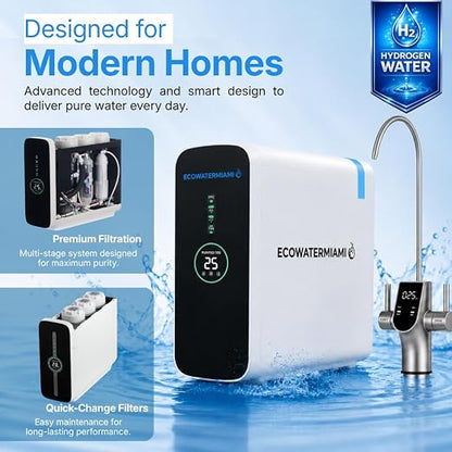HYDROZENIT - Zenit600 Hydrogen - Reverse Osmosis Water Filter with Hydrogen Generator | 600GPD RO System | Smart Faucet Digital Display | Leak Detector & 5-Stage Filtration | Hydrogen Water Machine