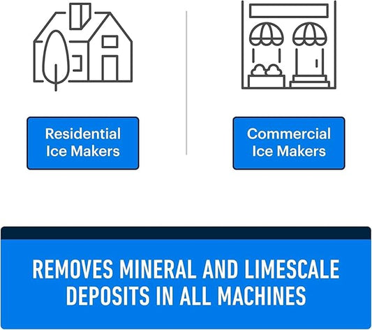 Essential Values 2-Pack Ice Machine Cleaner and Descaler 16 fl oz, Nickel Safe Descaler - Ice Maker Cleaner Compatible with All Major Brands (Scotsman, KitchenAid) - Manufactured in USA
