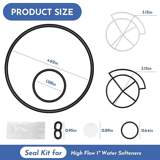 Seal Kit WS35X10020 for Water Softener Compatible with General Electric (GE) and Whirl'pool, for High Flow 1" Water Softeners
