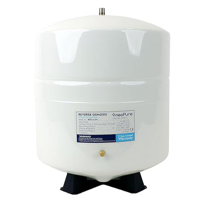 Neo-Pure Reverse Osmosis Storage Tank – 4.5 Gallon Nominal Capacity (Approx. 3.0 Gallon Usable), Durable Steel RO Tank for Under-Sink Filtration Systems, Includes Shut-Off Valve