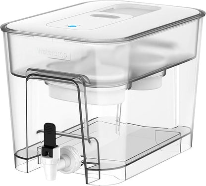 Waterdrop WFD-22L-DF Water Filter Dispenser, 40-Cup Water Purifier, 2 Built-in Filters, 8X Faster Filtration, 400-Gallon Lifespan, 10X Longer Lifetime, Reduces Chlorine, PFOA/PFOS, White
