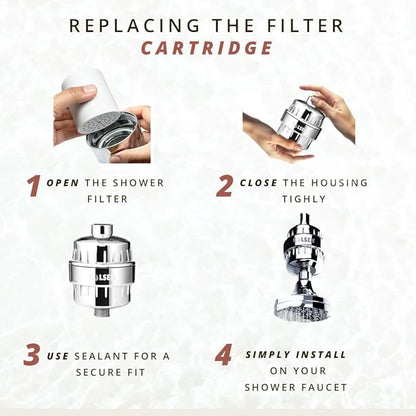 COLSEN Shower head Filter – Universal Bath Water softener for tub + 1 filter cartridge 15 stage filtration system handheld purifier for hard water, removes fluoride, vitamin c improves nails & hair