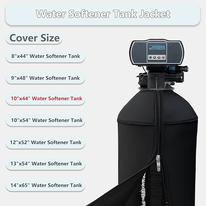 10x44 Inch Water Softener Tank Jacket - Insulated 3.5mm Neoprene Slip Sleeve to Prevent Sweating, Heavy-Duty Outdoor Water Softener Cover,Black