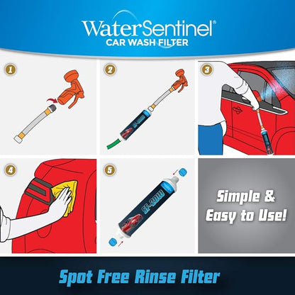 WaterSentinel SF-20W Spotless Car Wash Inline Deionized Water Garden Hose Water Filter & Extension Adapter for RV, Boat, Marine, Motorcycle, Home, Windows, Spot Free Wash, Solar Panels (2-Pack)
