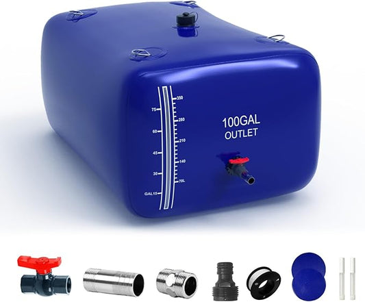 100 Gallon Water Bladder, 1000D PVC Foldable Portable Water Tank, Blue Large Capacity Water Bag Container for Garden, Drought Resistance, Fire Prevention, Emergency Supply