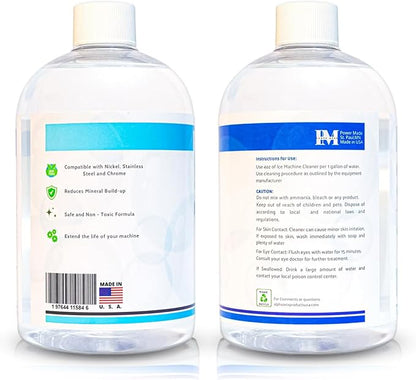 Ice Machine Cleaner & Descaler 16 fl oz 4 Uses | Nickel Safe Ice Maker Cleaner, Crystal Clear Descaling solution | Compatible with Whirlpool, Scotsman & Manitowoc | Made in USA (Pack of 2)