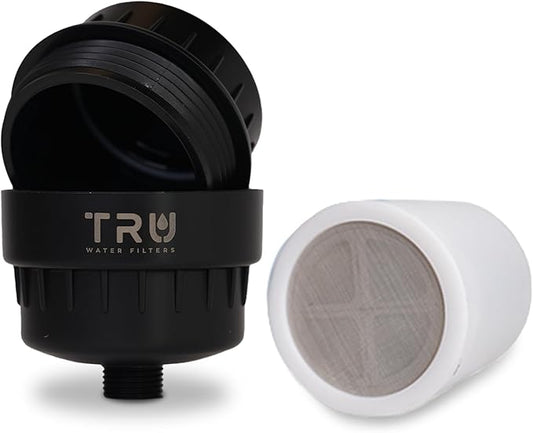 TRU High Output Shower Filter - Reduces Chlorine and other Harmful Sediments. Relieves dry and itchy skin, while Improving the health of your Hair, Skin, and Nails (Black)