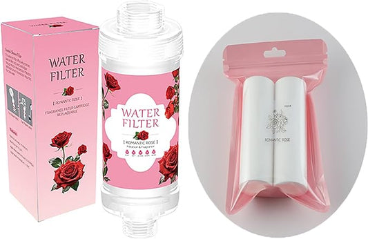 Shower Head Filter Vitamin C + 2 Shower Aromatherapy Replacement Cartridge Bathroom Accessories for Hard Water Filter Remove Chlorine Fluoride Heavy Metals Rose