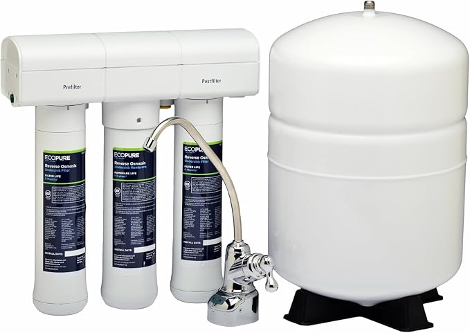EcoPure Reverse Osmosis Filter and Membrane Set - Includes Membrane ECOROM and Pre/Post Filter Set ECOROF - Plus Reminder Tag - NSF Certified Authentic OEM Parts for ECOP30 RO Unit - EcoPure Only