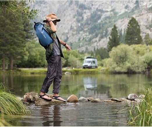 LifeStraw Peak Series — Large Capacity Gravity Water Filter System with Safe Water Storage - 8L + 8L for Camping, RVing, Overlanding, Travel and Adventure, Mountain Blue