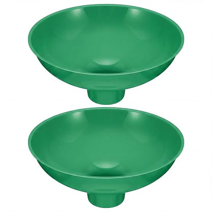 Vesici 2 Pack Extra Large Wide Mouth Funnel 2.5" x 10" Multi Purpose Filling Funnel Plastic Reusable for Water Softener Resin Tanks Carbon Media Jar Filling Use (Green)