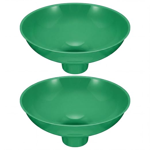 Vesici 2 Pack Extra Large Wide Mouth Funnel 2.5" x 10" Multi Purpose Filling Funnel Plastic Reusable for Water Softener Resin Tanks Carbon Media Jar Filling Use (Green)